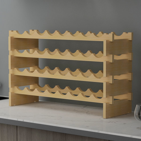 Rebrilliant Kirksey Solid Wood Floor Wine Bottle Rack in Natural Wood